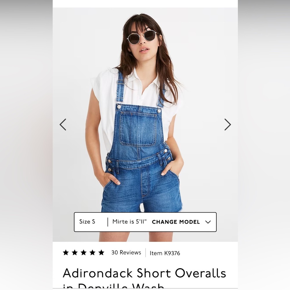 Madewell Adirondack shortalls in Denville Wash Size S EUC